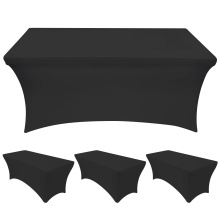 Reador Retailer 4 PCS Rectangle Black 6ft Stretch Spandex Table Cover Banquet Wedding Tablecloth